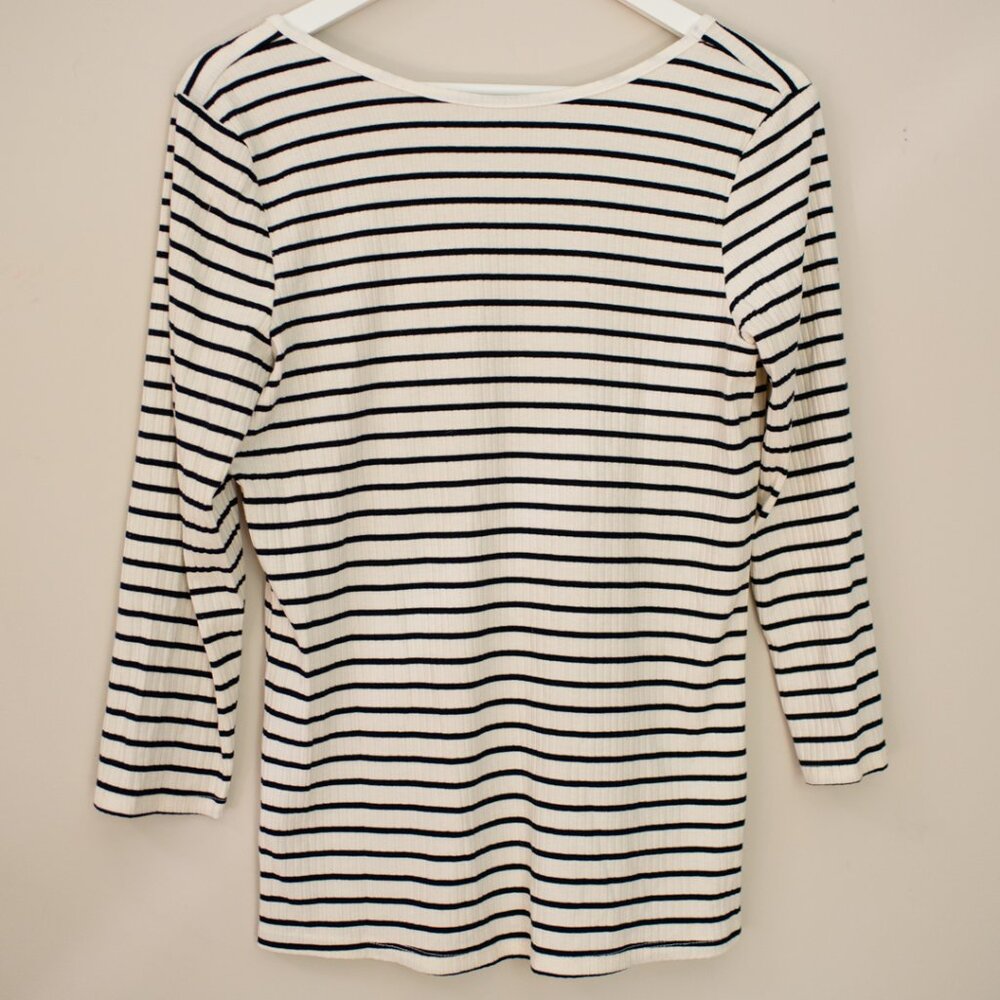 L.O.G.G. by H&M black white horizontal striped classic ribbed long sleeved top L